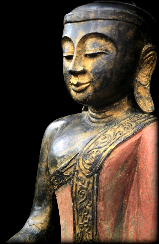Extremely Rare Late 18C Wood Ava Burma Buddha #AL.919